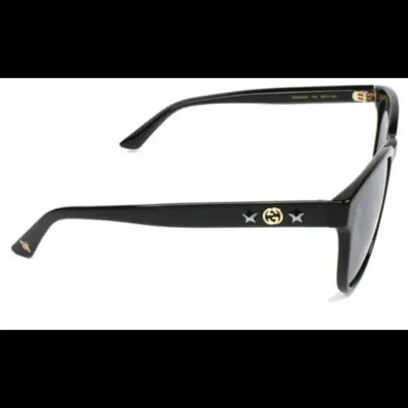 GUCCI GG0232SK 002 Black Grey/Square Mirrored lens Sunglasses New $495msrp - Picture 2 of 9